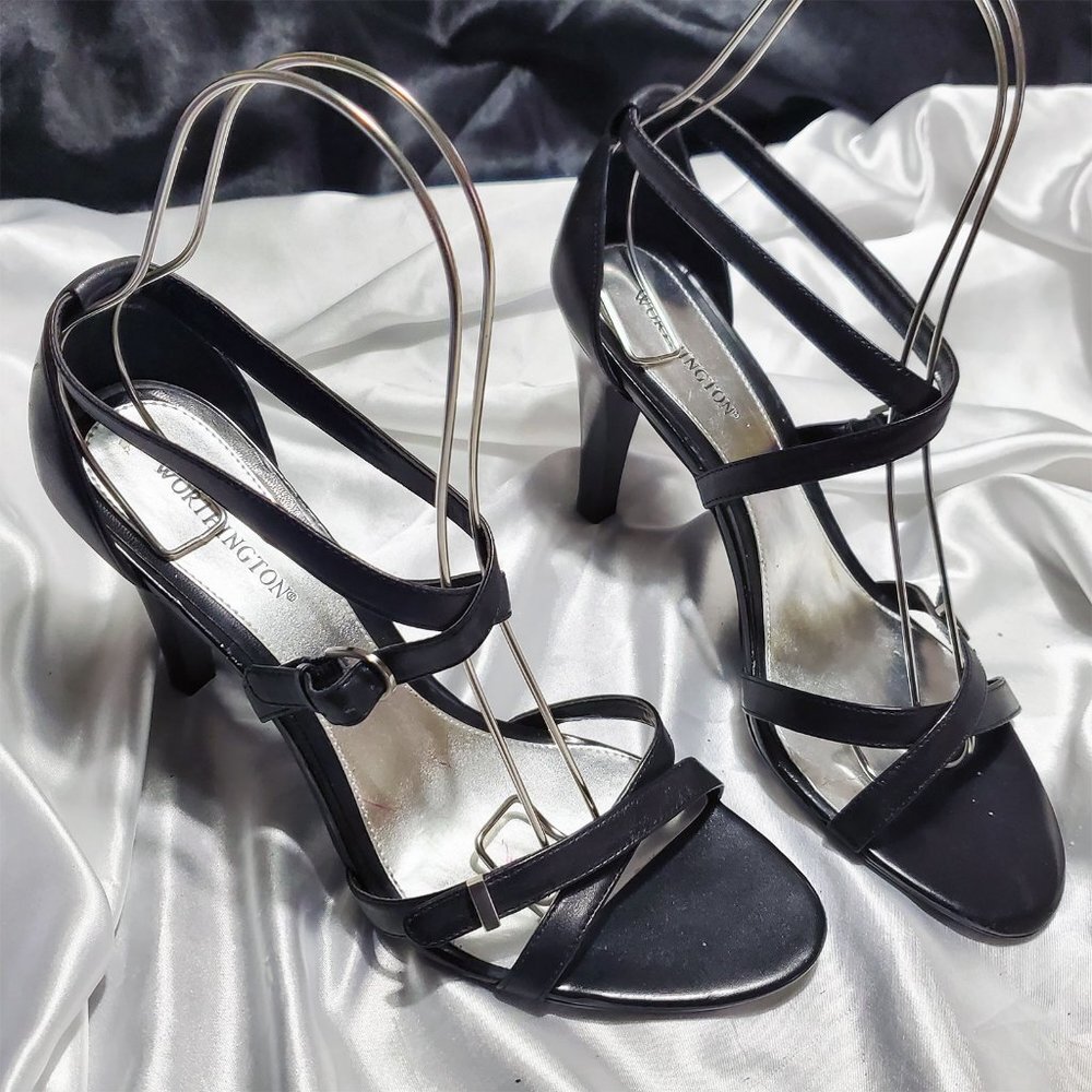 NEW WORTHINGTON black strappy high heel sandals SZ 10